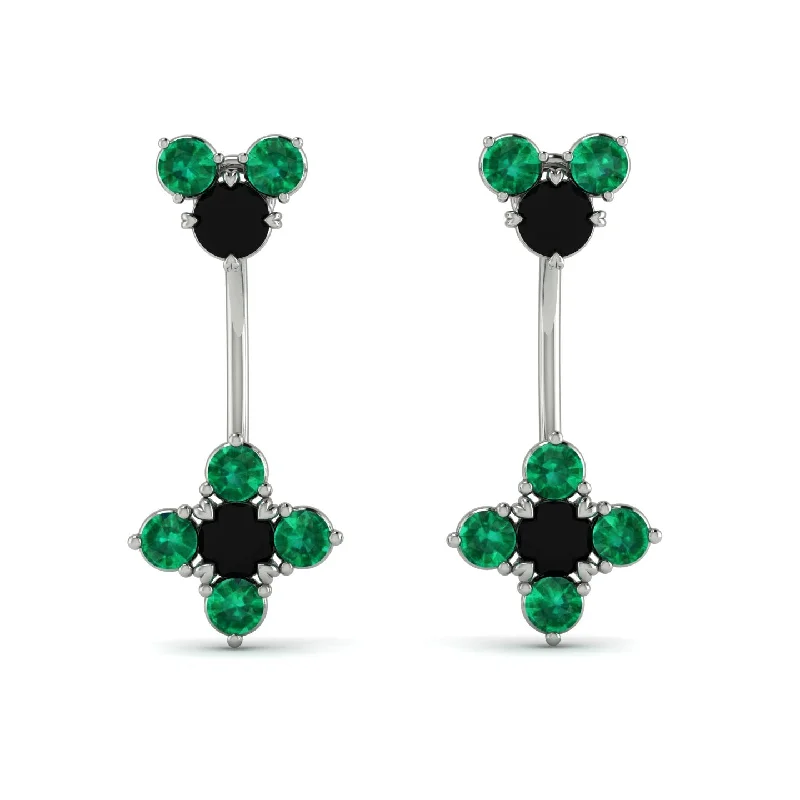 Women’s fashionable earrings-Hanging Black Diamond Compass Earrings - Brittany No. 24