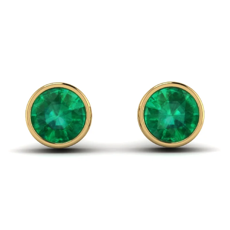 Women’s drop earrings-Bezel Stud Emerald Earrings - Royal No. 4