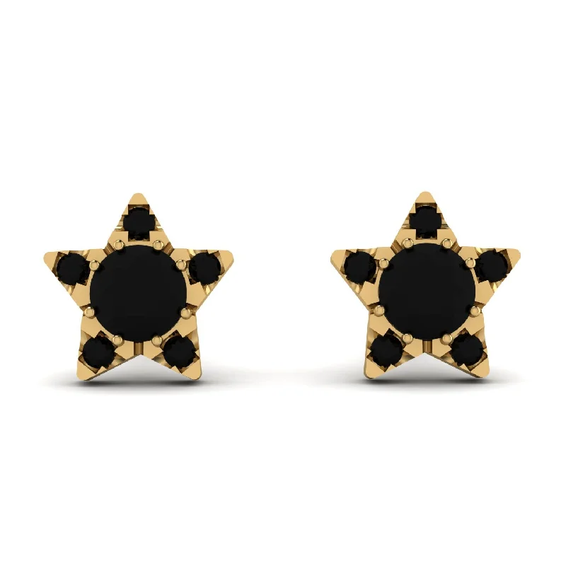 Women’s custom earrings-Star Halo Black Diamond Earrings - Zelda No. 37