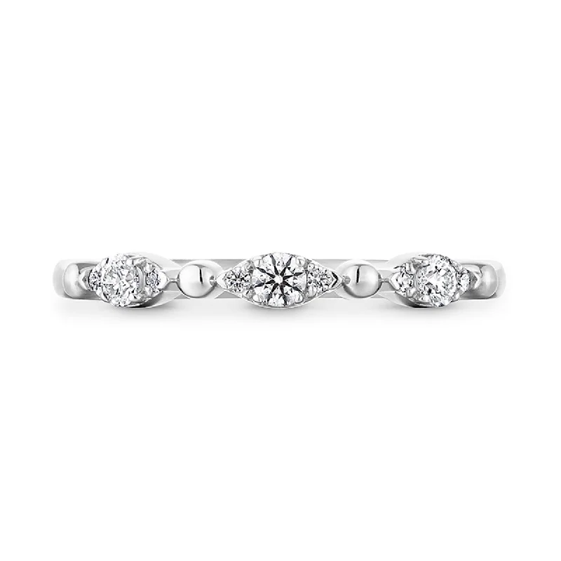 Women’s vintage round diamond engagement ring-HOF Beaded Regal Diamond Band