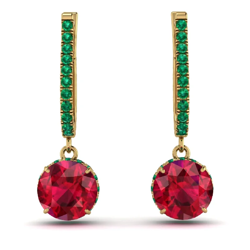 Women’s crystal earrings-Ruby Dangle Earrings With Hidden Halo - Adaline No. 25