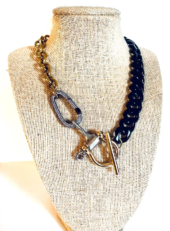 Women’s infinity pendant necklace-ARIES NECKLACE - BLACK GOLD