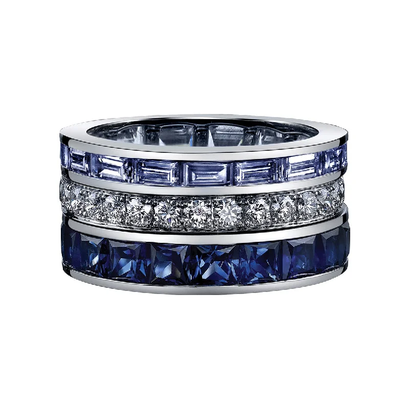 Women’s high-end engagement ring-Blue Sapphire and Diamond Masterpiece Ring