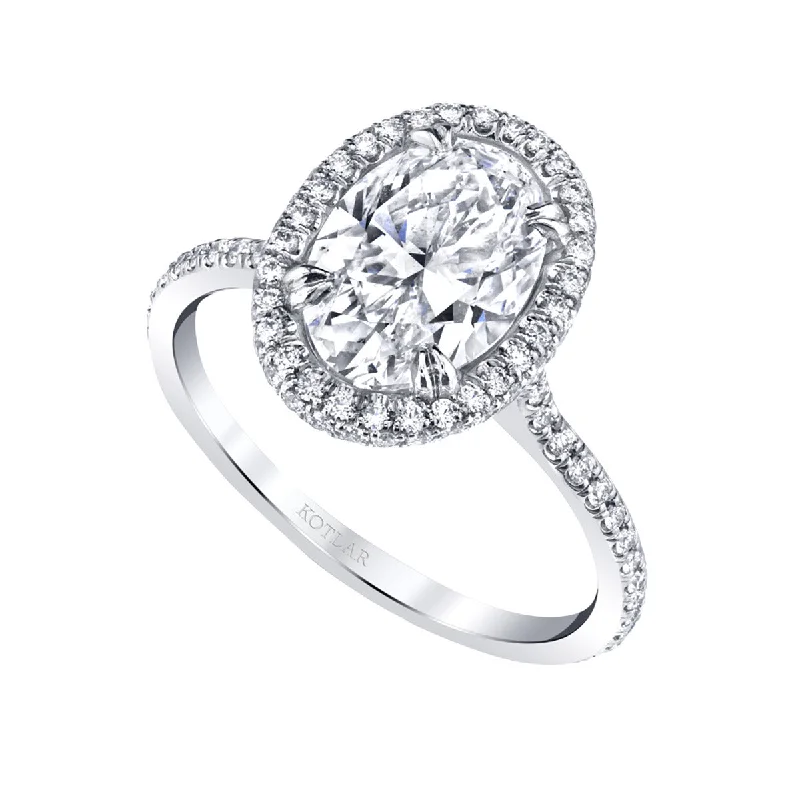 Women’s engagement ring with a diamond band-Arabesque Brilliant Diamond Halo Ring