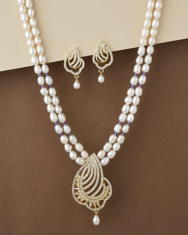 Women’s long necklace-Trendy Real Pearl Necklace Set S23537