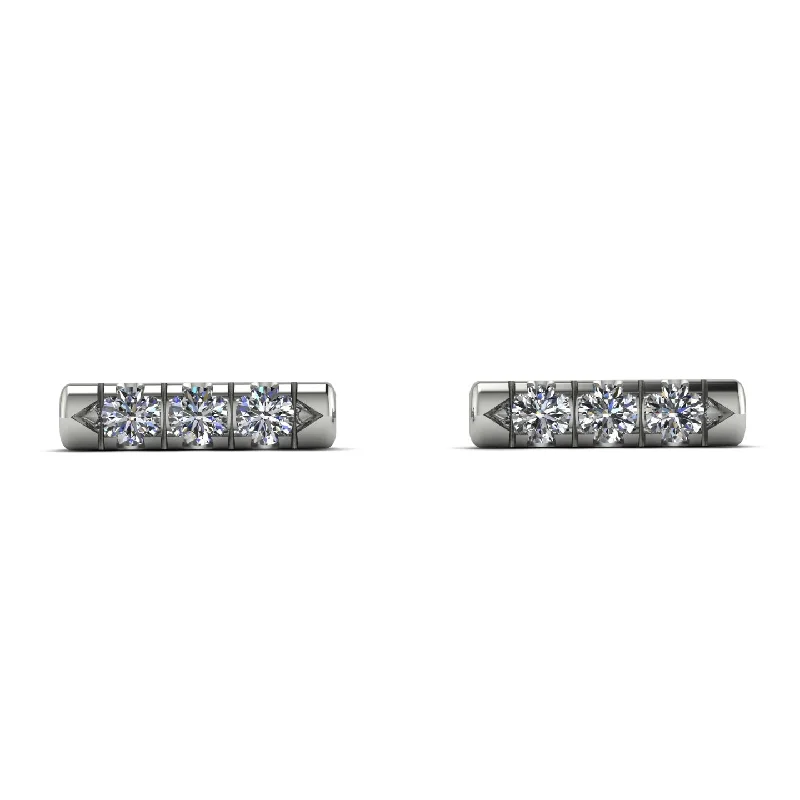 Women’s vintage earrings-3 Diamonds Stud Earrings - Mina No. 3