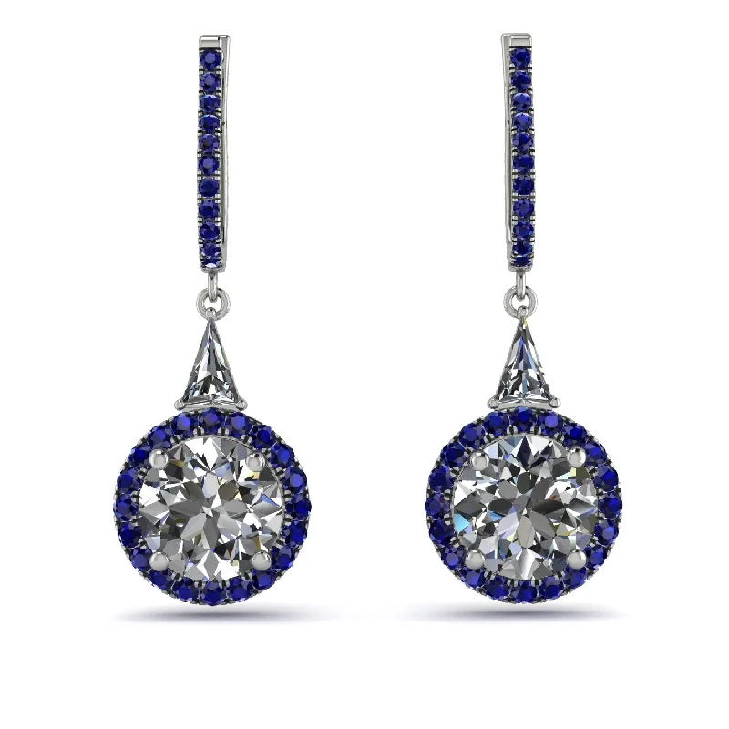 Women’s engraved diamond earrings-Hidden Halo Diamond Earrings - Joanna No. 63