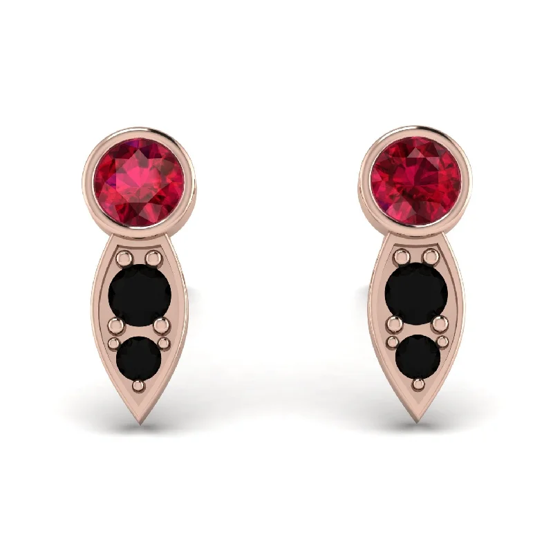 Women’s stud earrings with diamonds-Bezel Ruby Earrings In Pear Shaped - Aniya No. 41