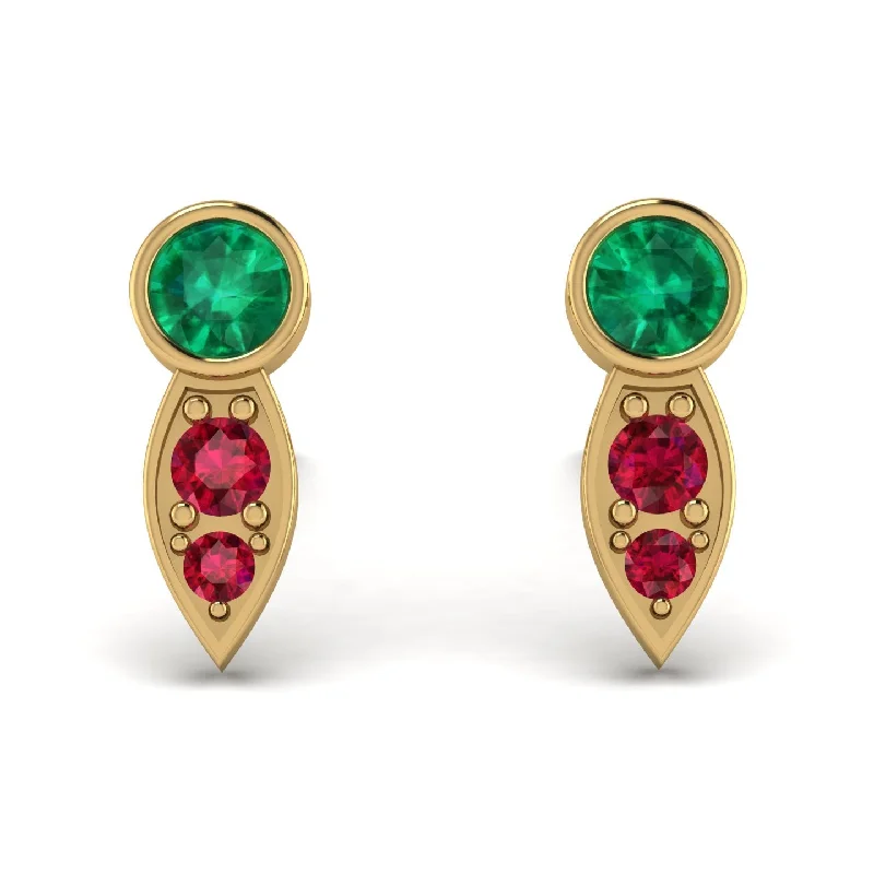 Women’s cute stud earrings-Bezel Emerald Earrings In Pear Shaped - Aniya No. 49