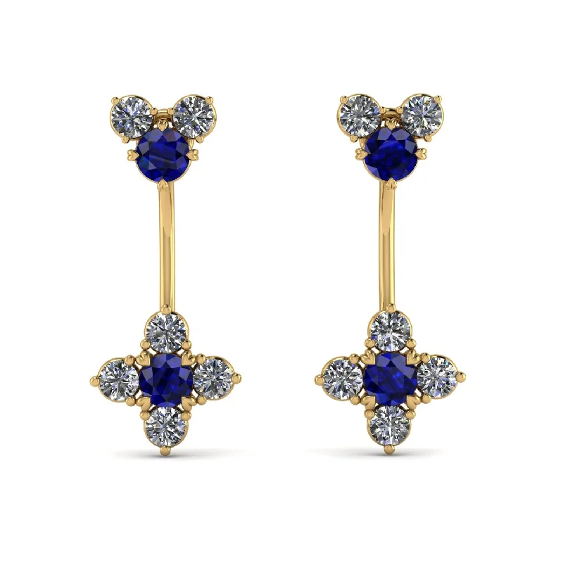 Women’s cute stud earrings-Hanging Sapphire Compass Earrings - Brittany No. 13