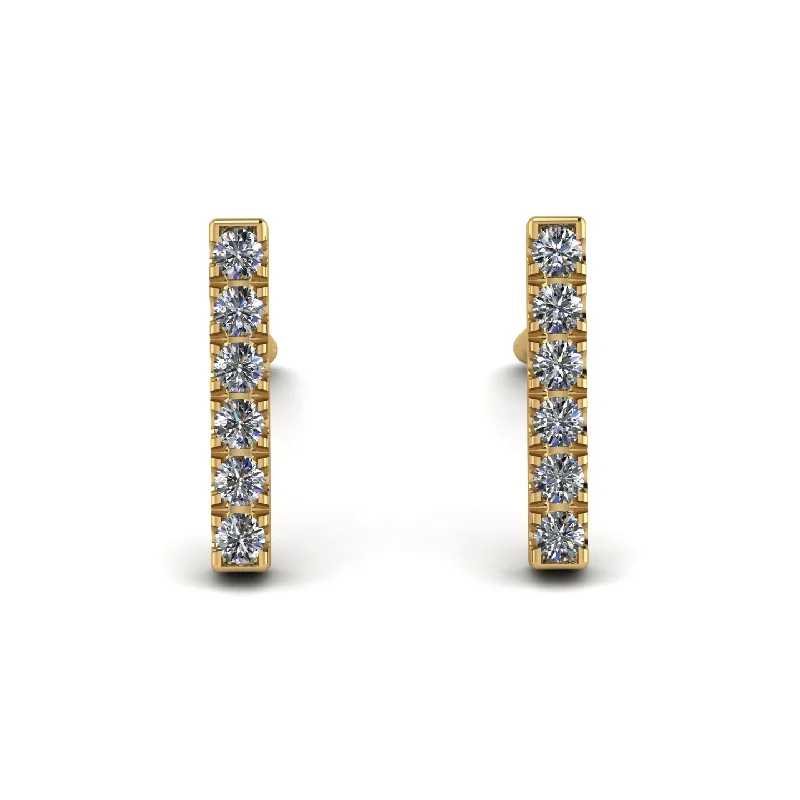 Women’s hoop stud earrings-Geometrical Gold Bar Diamond Earrings - Bonnie No. 1