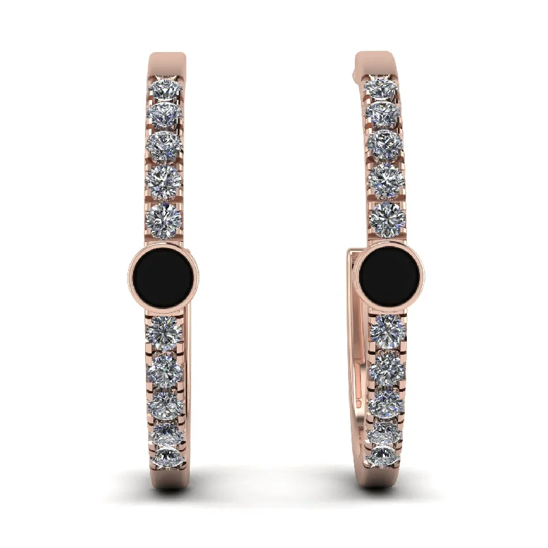 Women’s boho earrings-Hoop Black Diamond Earrings Micro Pave - Ansley No. 8