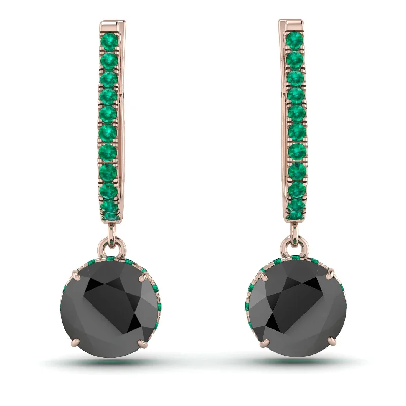 Women’s dangle earrings-Black Diamond Dangle Earrings With Hidden Halo - Adaline No. 23