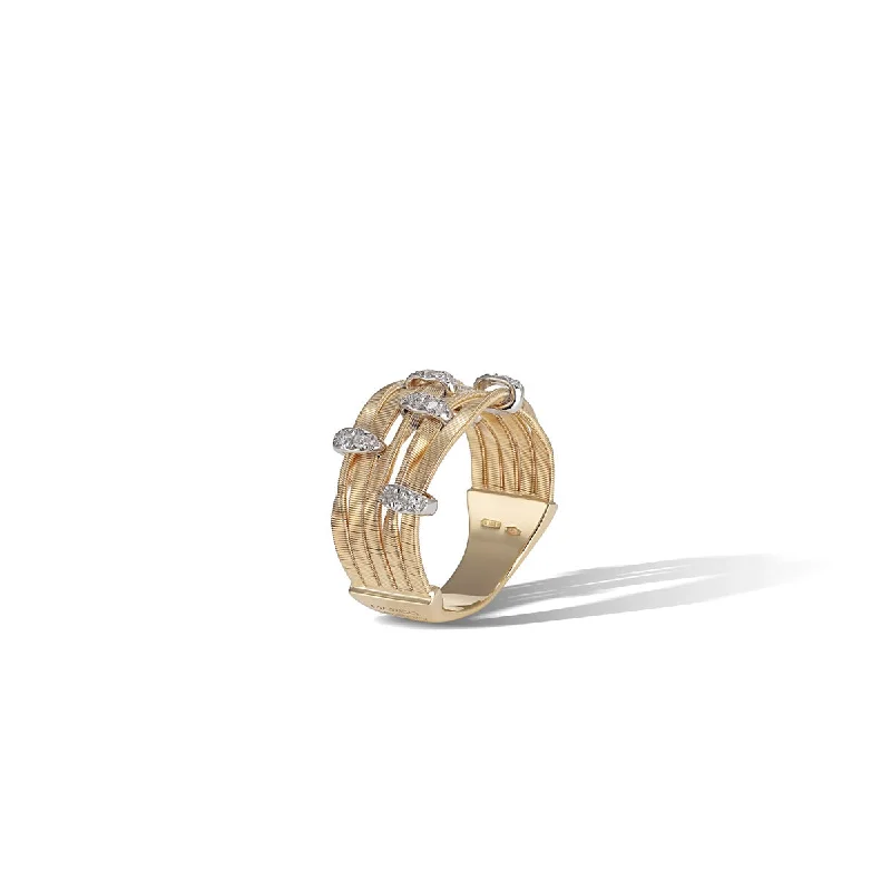 Women’s antique-style engagement ring-18K Yellow Gold and Diamond Multi Strand Ring