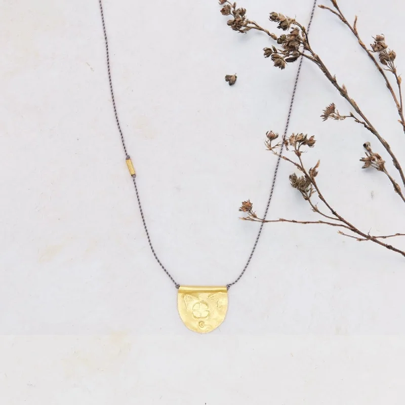 Women’s cross necklace-GOLDEN HALF MOON TALISMAN NECKLACE