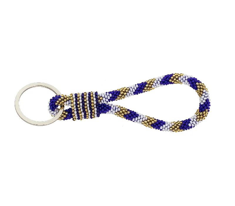 Women’s statement necklace-Game Day Roll-On® Keychain <br> - Gold & Navy