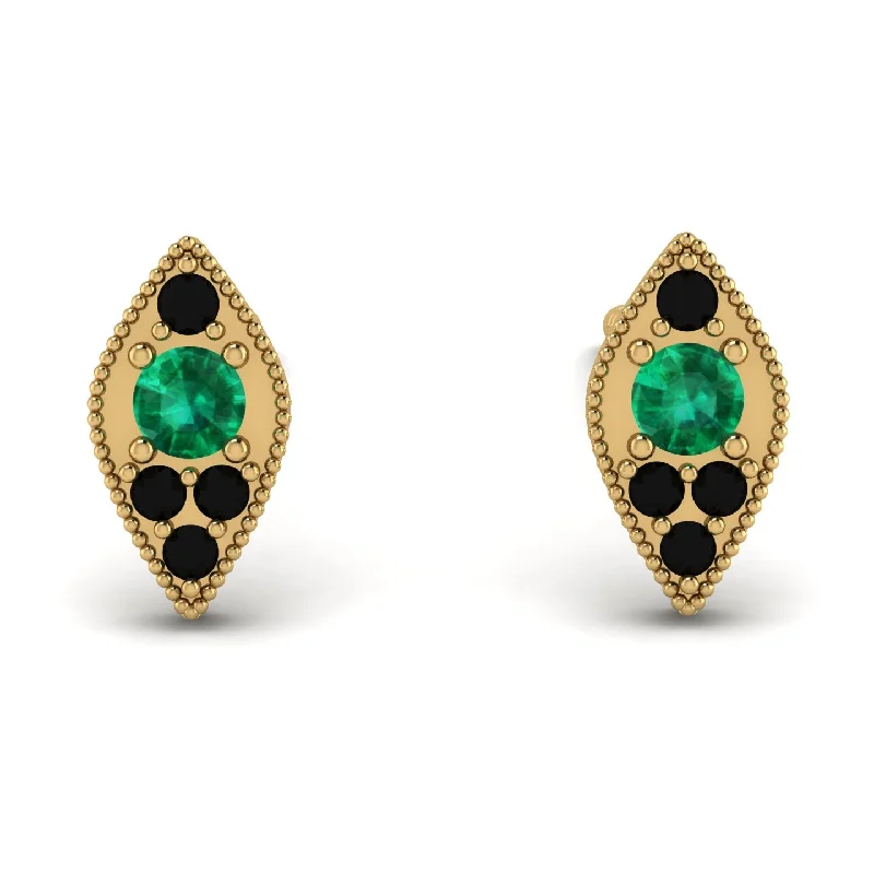 Women’s custom earrings-Milgrain Marquise Emerald Earrings - Faye No. 34