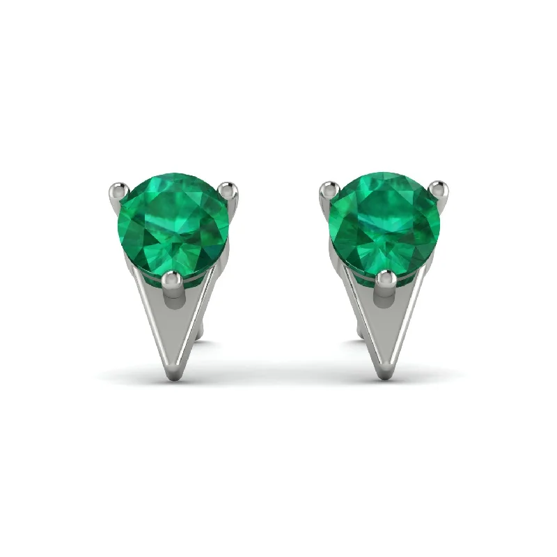 Women’s diamond earrings-Triangle Emerald Earrings - Aisha No. 6