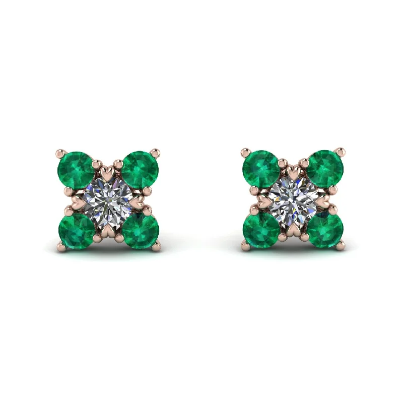 Women’s sleek earrings-Geometrical 5 Diamonds Stud Earrings - Noa No. 17