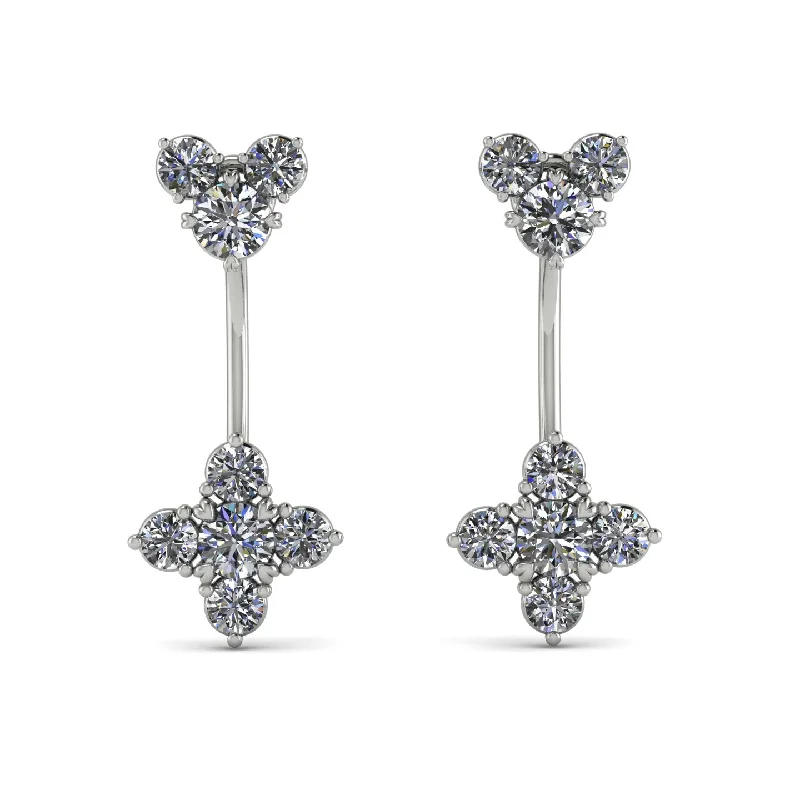 Women’s layered earrings-Hanging Diamond Compass Earrings - Brittany No. 3