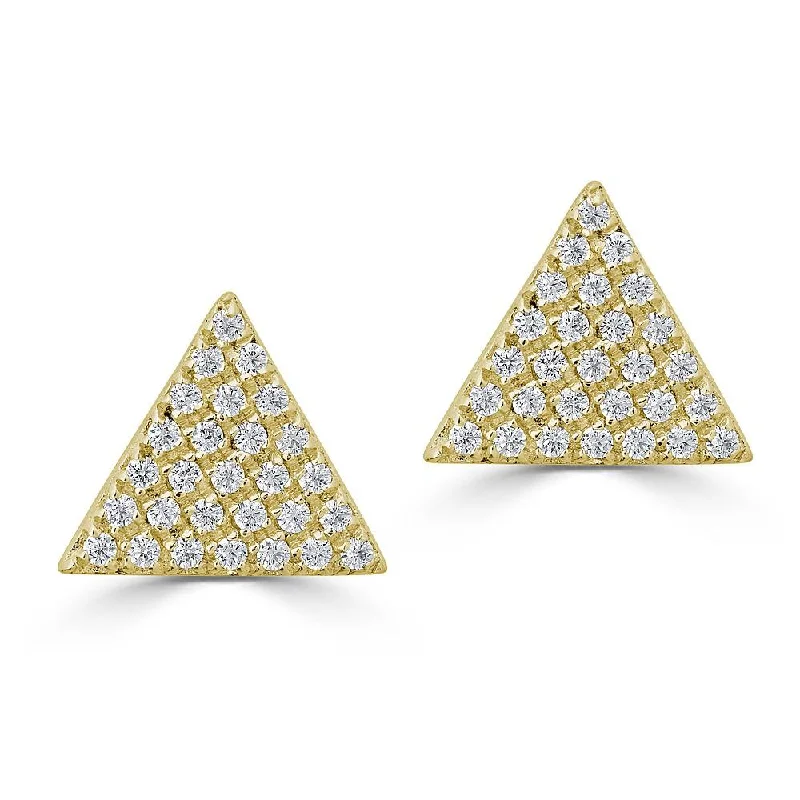 Women’s designer pearl earrings-EMILIQUE 14KT GOLD .20 CTW DIAMOND PAVÉ TRIANGLE STUD EARRINGS