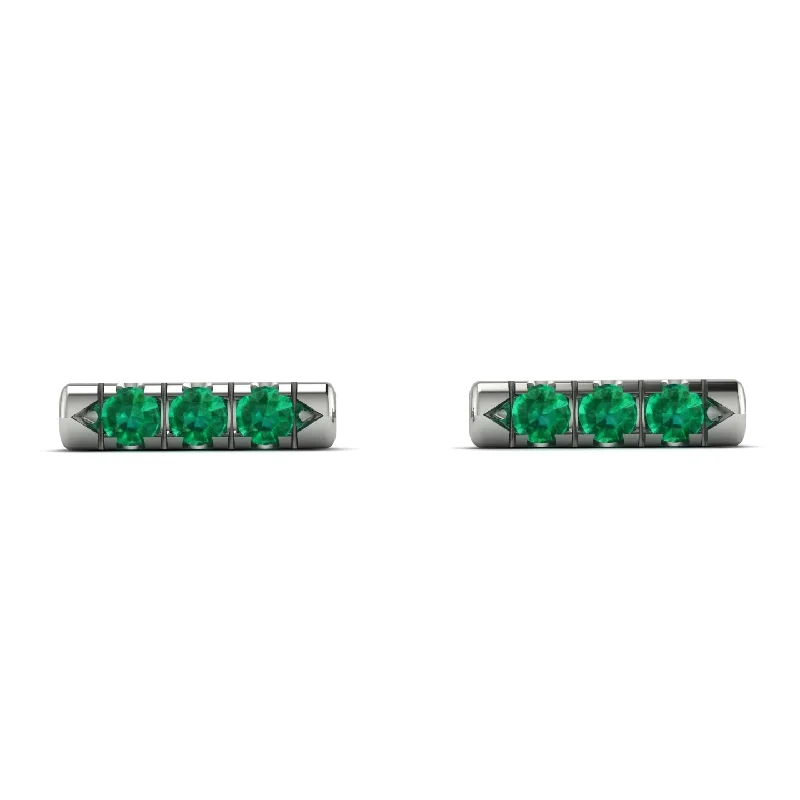 Women’s casual earrings-3 Emeralds Stud Earrings - Mina No. 6