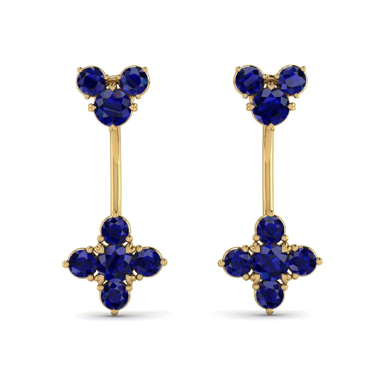 Women’s fine jewelry earrings-Hanging Sapphire Compass Earrings - Brittany No. 73