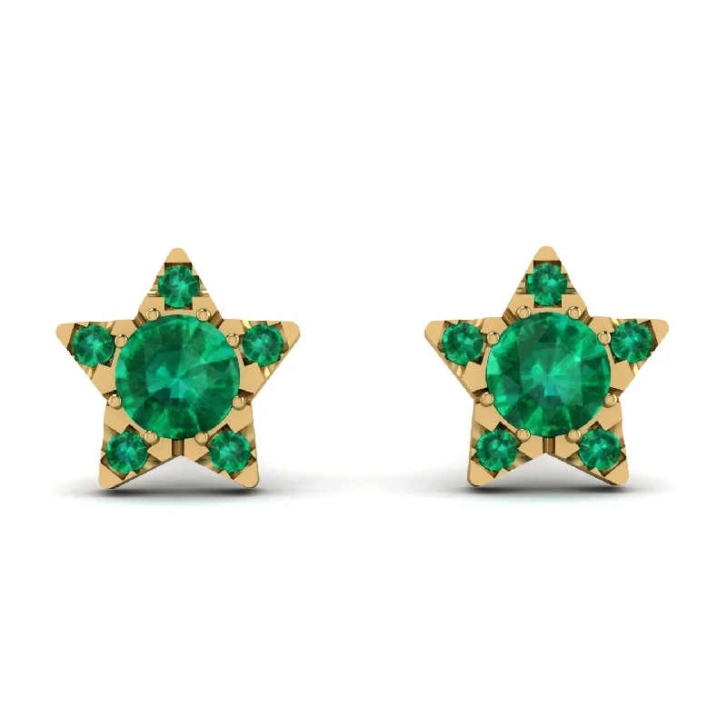 Women’s minimalist earrings-Star Halo Emerald Earrings - Zelda No. 19