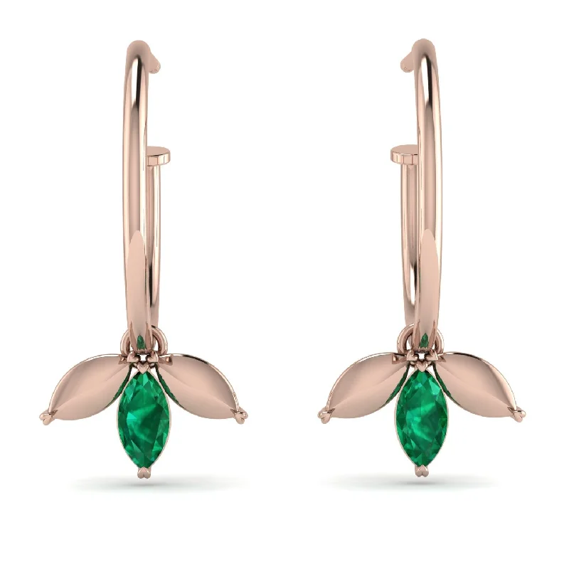 Women’s cubic zirconia earrings-Leaves Emerald Earrings - Anika No. 5