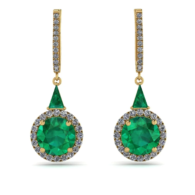 Women’s fashion earrings-Hidden Halo Emerald Earrings - Joanna No. 4