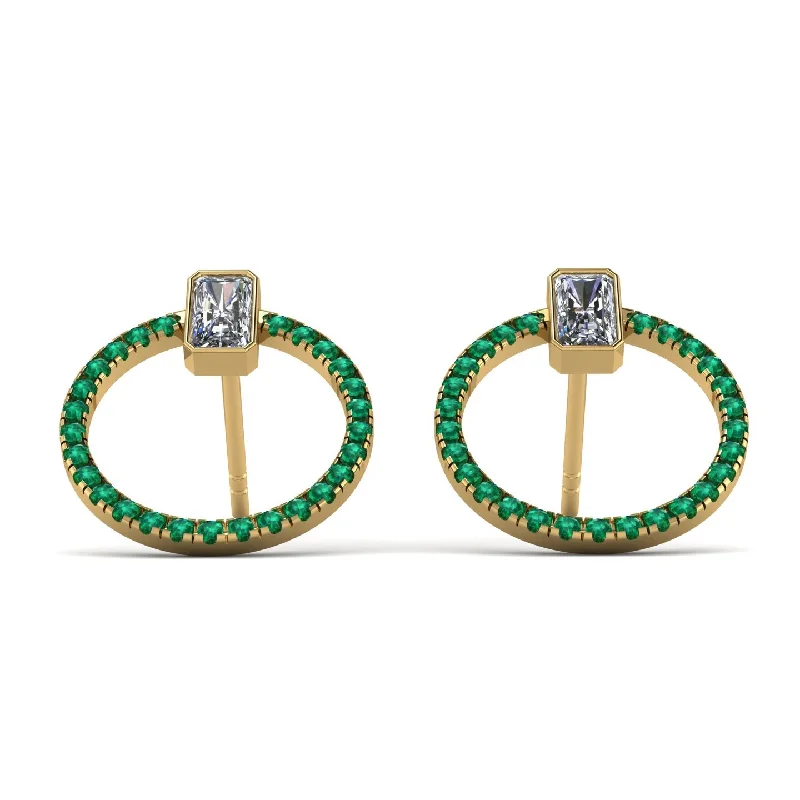 Women’s sparkling diamond earrings-Emerald Cut Circle Diamond Earrings - Oaklyn No. 16