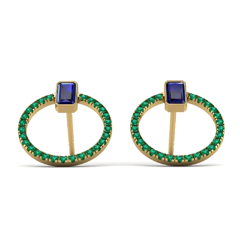 Women’s fashion earrings-Emerald Cut Circle Sapphire Earrings - Oaklyn No. 28