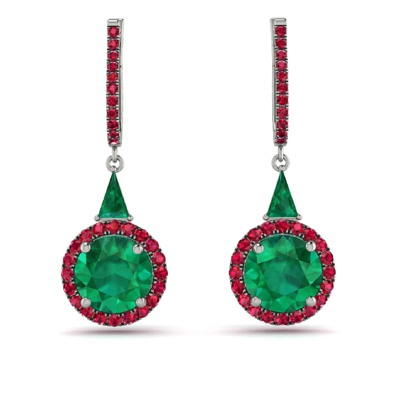 Women’s statement hoop earrings-Hidden Halo Emerald Earrings - Joanna No. 51