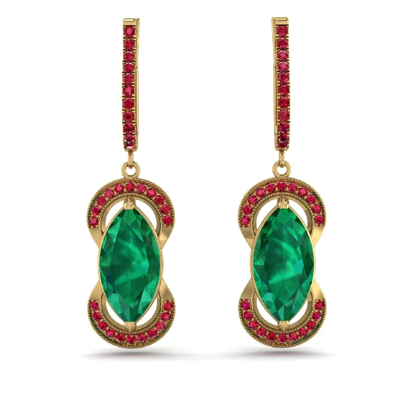 Women’s sparkling hoop earrings-Marquise Vintage Emerald Earrings - Marley No. 49