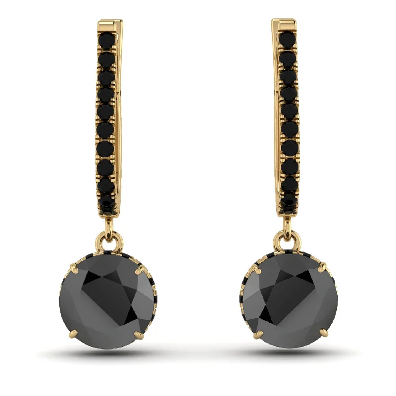 Women’s pearl drop earrings-Black Diamond Dangle Earrings With Hidden Halo - Adaline No. 37