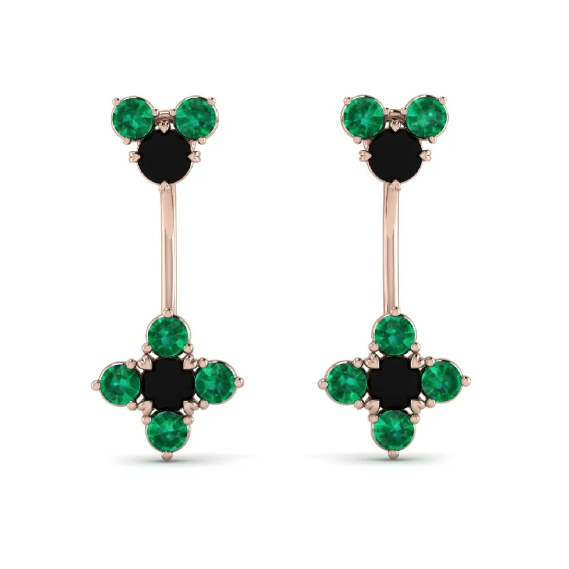 Women’s stylish earrings-Hanging Black Diamond Compass Earrings - Brittany No. 23