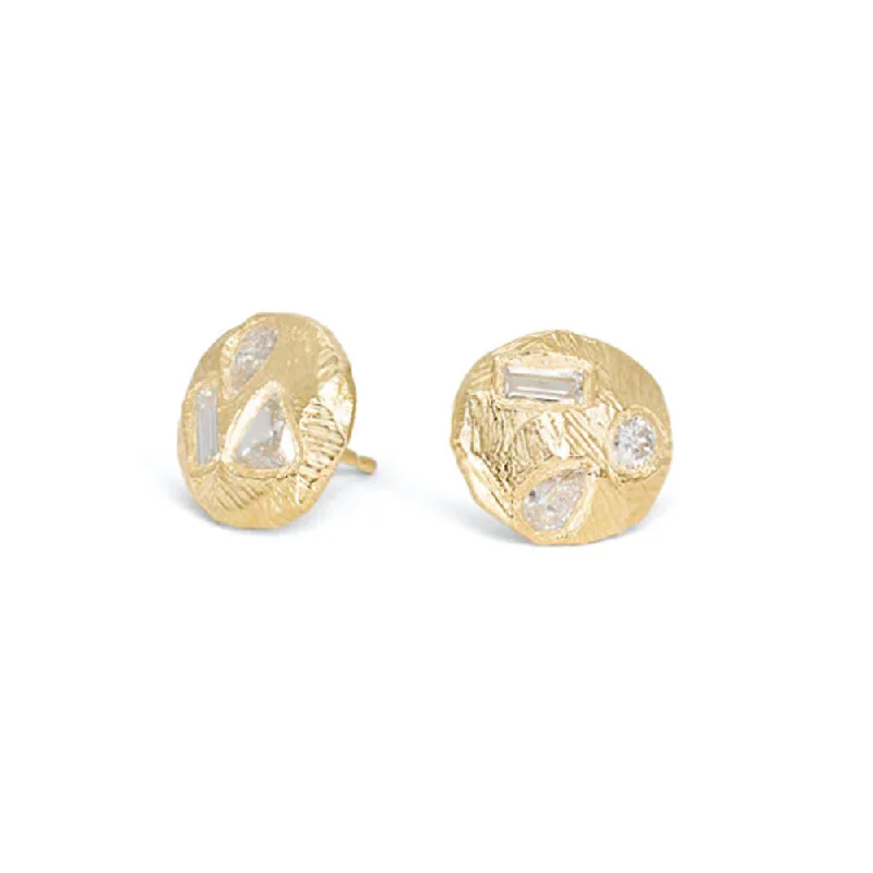 Women’s butterfly earrings-Page Sargisson 18K Yellow Gold Textured Geometric Melle Stud Earrings