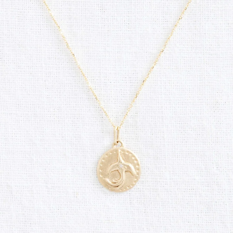 Women’s gold charm necklace-Phoenix Totem necklace