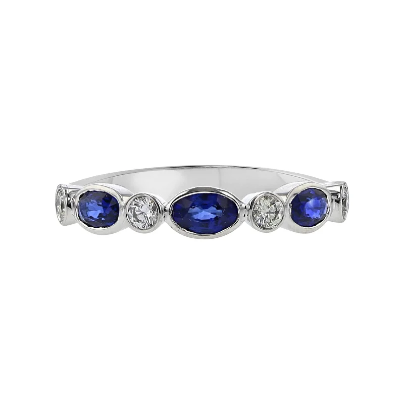 Women’s emerald engagement ring-Diamond and Blue Sapphire Stackable Ring