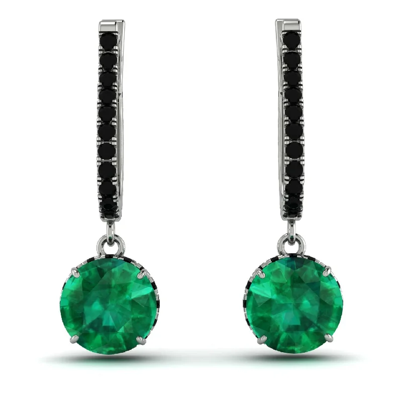 Women’s square earrings-Emerald Dangle Earrings With Hidden Halo - Adaline No. 36