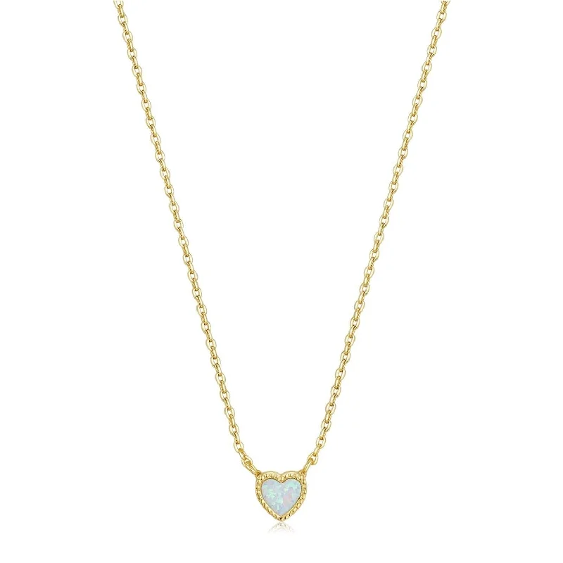 Women’s designer necklace-Micro Opal Heart Pendant Necklace