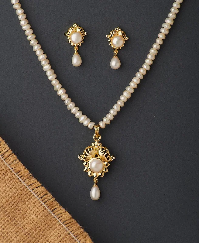 Women’s layered pearl necklace-Trendy Real Pearl Necklace Set