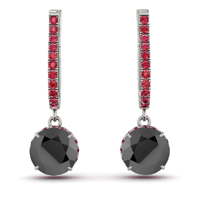 Women’s statement hoop earrings-Black Diamond Dangle Earrings With Hidden Halo - Adaline No. 54