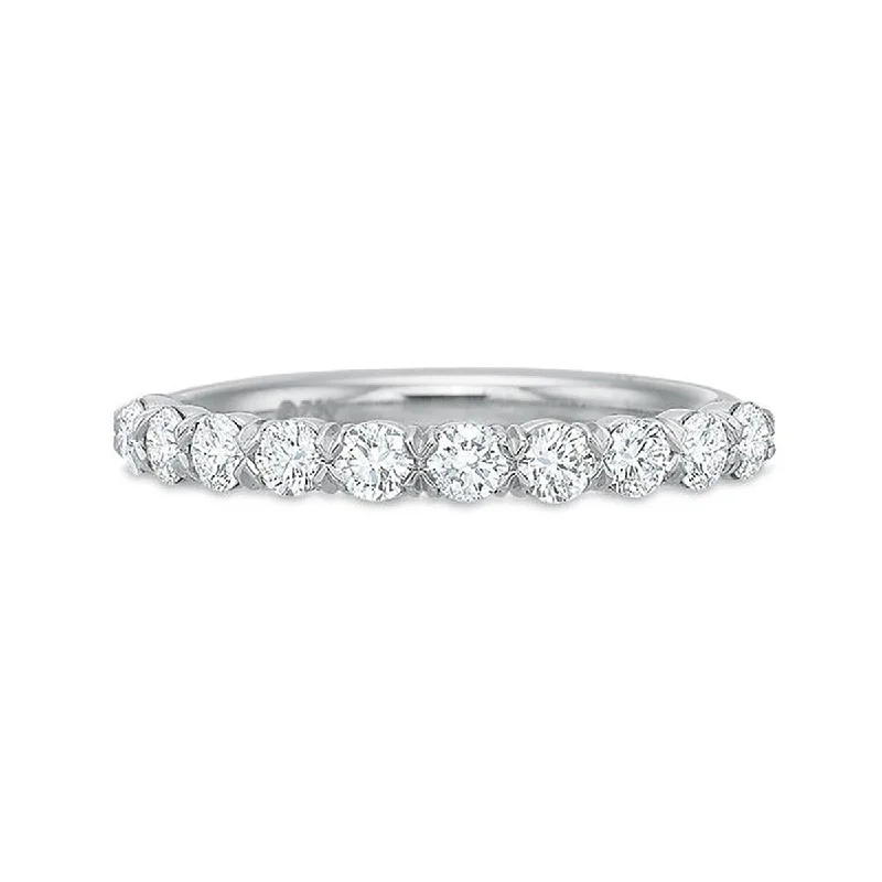 Women’s platinum engagement ring-FlushFit Silk Prong Diamond Half Band