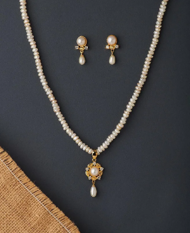 Women’s long-chain necklace-Trendy Real Pearl Necklace Set