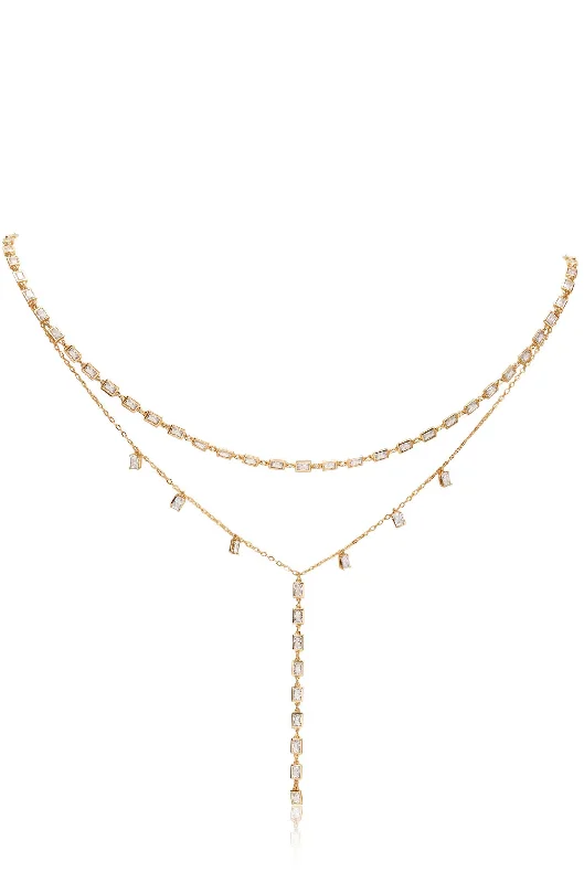 Women’s vintage necklace-Pure Elegance Crystal Drop Back Necklace