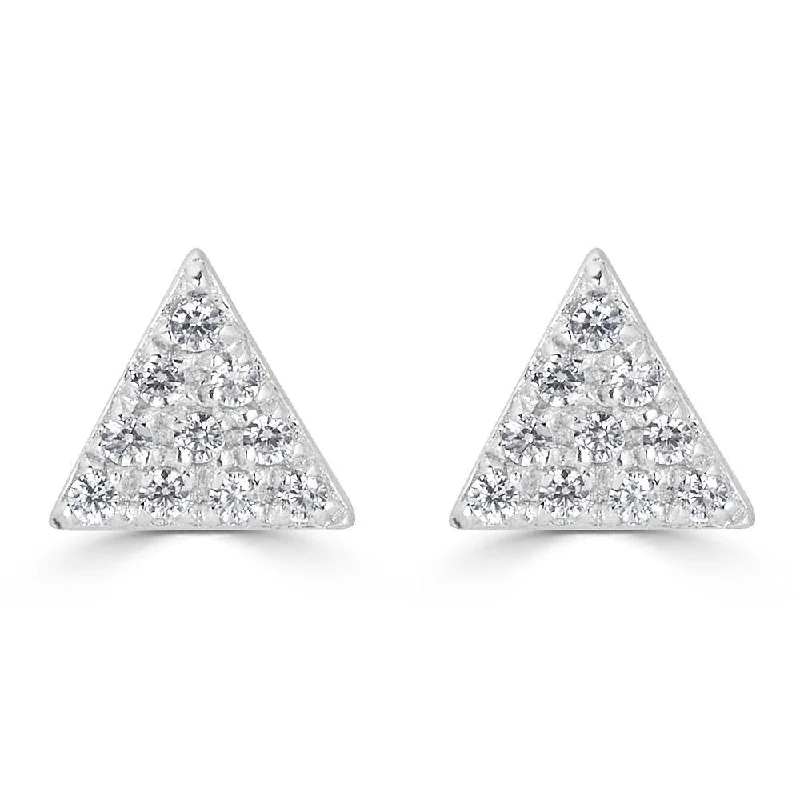 Women’s minimalist earrings-EMILIQUE 14KT GOLD 0.10 CTW DIAMOND TRIANGLE STUD EARRINGS