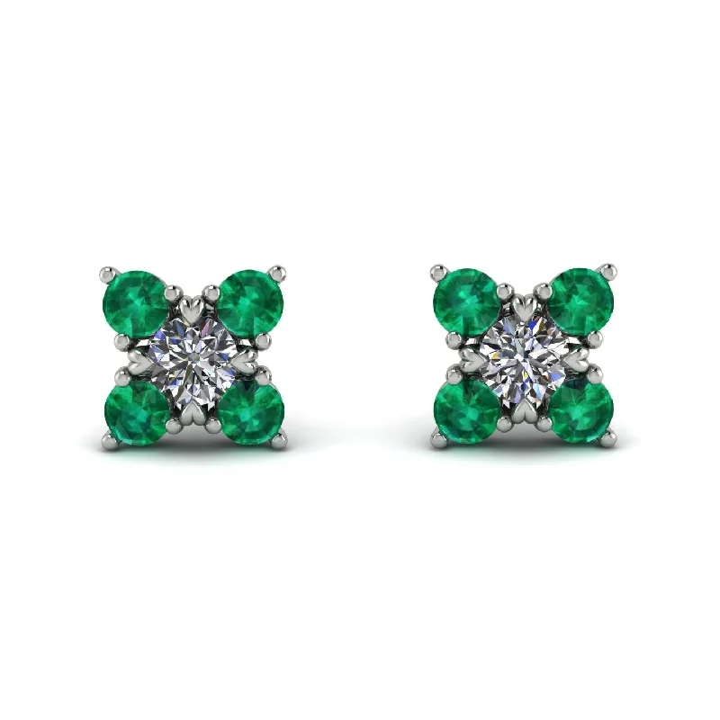 Women’s art deco earrings-Geometrical 5 Diamonds Stud Earrings - Noa No. 18