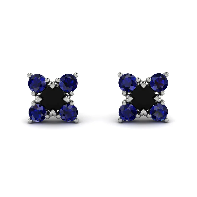 Women’s art deco earrings-Geometrical 5 Black Diamonds Stud Earrings - Noa No. 69