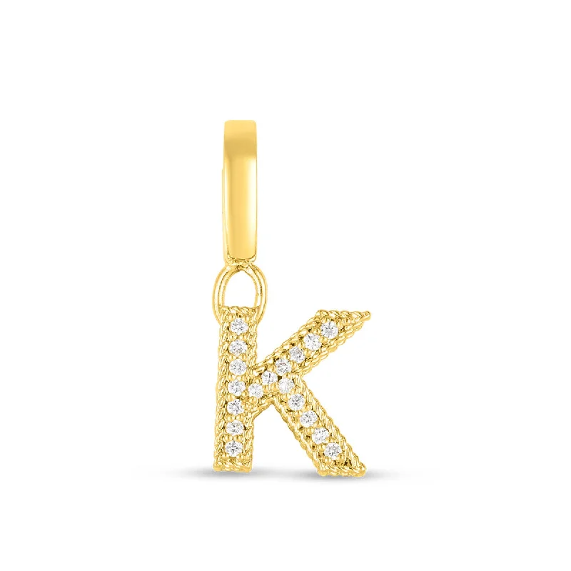 Women’s platinum eternity engagement ring-18K Gold and Diamond Princess Letter K Charm